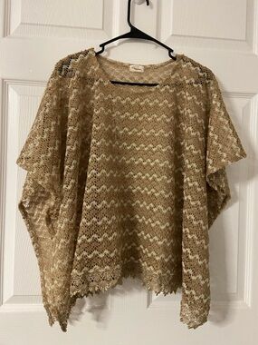 T12a- MACA Chevron Striped Crochet Cover-Up Top